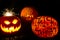 Halloween Pumpkin Display with Writing and Light