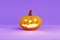 Halloween pumpkin evil on purple background. 3d render