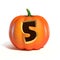 Halloween pumpkin font 3d rendering number 5