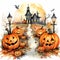 Halloween Pumpkin Forest Background