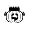 Halloween pumpkin with frankenstein face line style icon