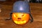 halloween pumpkin funny Hitler face with german helmet