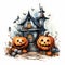 Halloween Pumpkin Gravestones Illustration Background