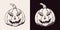 Halloween pumpkin with grinning smile, scary grimace. Traditional jack o lantern