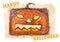 Halloween Pumpkin. Happy Halloween background. Scary pumpkin jack-o-lantern with creepy smile.