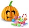 Halloween pumpkin head with candy set