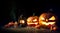 Halloween pumpkin head jack lantern with burning candles