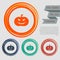 Halloween pumpkin icon on the red, blue, green, orange buttons for your website and design with space text.