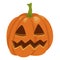 Halloween pumpkin icon, traditional orange cute decoration