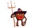 The Halloween Pumpkin Monster, wearing a witch`s hat and holding the devil staff, isolated on white background with clipping path