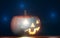 halloween pumpkin with mystical lights at night, 3D rendering