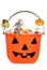 Halloween pumpkin pail filled with candy