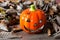 Halloween pumpkin porcelain candle holder