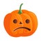 Halloween pumpkin with sad face expression