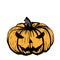 Halloween pumpkin with scary carved face, hand drawn vector illustration