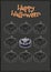 Halloween pumpkin in scary expression tile on gray BG