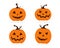 Halloween pumpkin set with carved face isolated illustration on white background. Cute smiling Jack Lantern icons