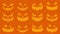 Halloween pumpkin silhouette with various expressions. Halloween party background with spooky and cheerful pumpkins. Loop animatio