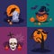 Halloween Pumpkin, Skull and Grave Vector