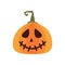 Halloween pumpkin with stitched mouth flat style icon