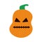 Halloween pumpkin with stitched mouth flat style icon