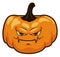 Halloween Pumpkin with Strong Brow and Furious Gesture, Vector Illustration