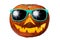 Halloween pumpkin with sunglasses isolated