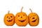 Halloween pumpkin, three funny face isolated on white background
