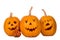 Halloween pumpkin, three funny face isolated on white background