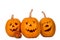 Halloween pumpkin, three funny face on white background