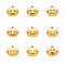 Halloween pumpkin vector icons emoticon set. Cute design elements with different emotion. Collection spooky horror