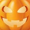 Halloween pumpkin vector illustration. Funny face Closeup. Autumn holidays