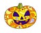 Halloween pumpkin - vector linear color illustration. Jack`s lantern - multicolored stained glass or batik. Halloween mosaic with