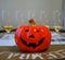 Halloween pumpkin and Whisky tasting glasses