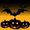 Halloween pumpkins and bats vector