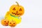 Halloween Pumpkins , body of bath duck on white background