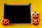 Halloween pumpkins bucket with chalkboard