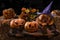 Halloween pumpkins and candles