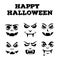 Halloween pumpkins carved faces silhouettes. Template for jack o lantern. Funny vampires stencil set. Monsters icons