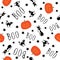 Halloween pumpkins, cats and stars seamless repeat pattern.Funny faces halloween pumpkins. Autumn holidays october. Handlettering,