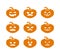 Halloween pumpkins with different scary faces and smiles set. Templates for laser cutting