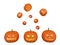 Halloween pumpkins with an evil and cute smile, 3d rendering. Jack O Lantern halloween pumpkins. Halloween background