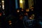 Halloween pumpkins with faces that light up in the night