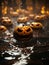 halloween pumpkins floating in the water