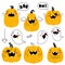 Halloween pumpkins and ghosts collection. Outline. Vector isolates, prints, funny pumpkins for baby clothes.