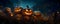 Halloween pumpkins glowing in the night