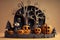 Halloween pumpkins, illustration of Halloween theme with group of jack lantern pumpkins