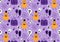 Halloween pumpkins monsters seamless ghost and web and skulls and balloons pattern for wrapping paper