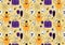 Halloween pumpkins monsters seamless ghost and web and skulls and balloons pattern for wrapping paper