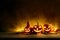 Halloween pumpkins of night spooky on wooden